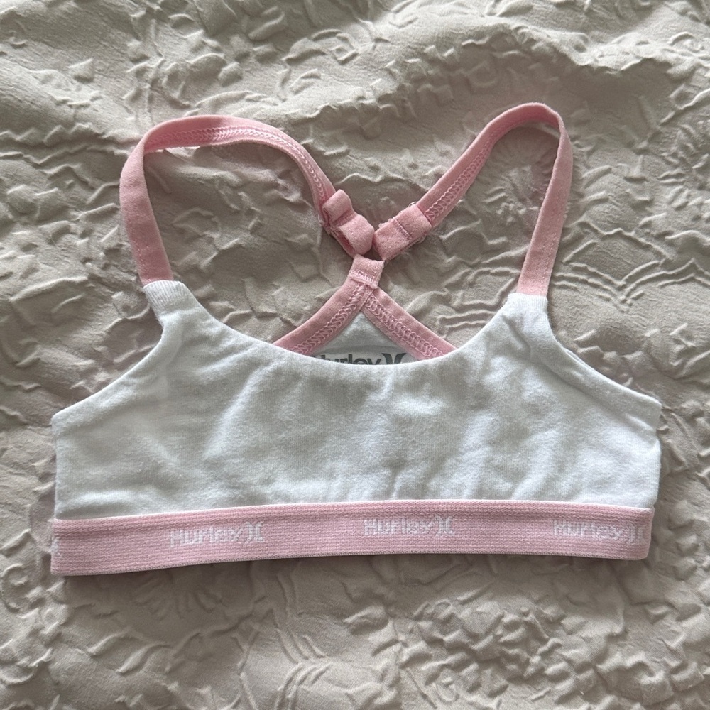 Hurley Bralette for Girls 4T Pink and White Top Duo for girl 4T 2 pack - Picture 6 of 6